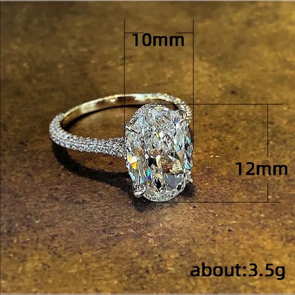 Oval Cut 925 Silver Women’s Diamond Ring - Picture 2 of 2